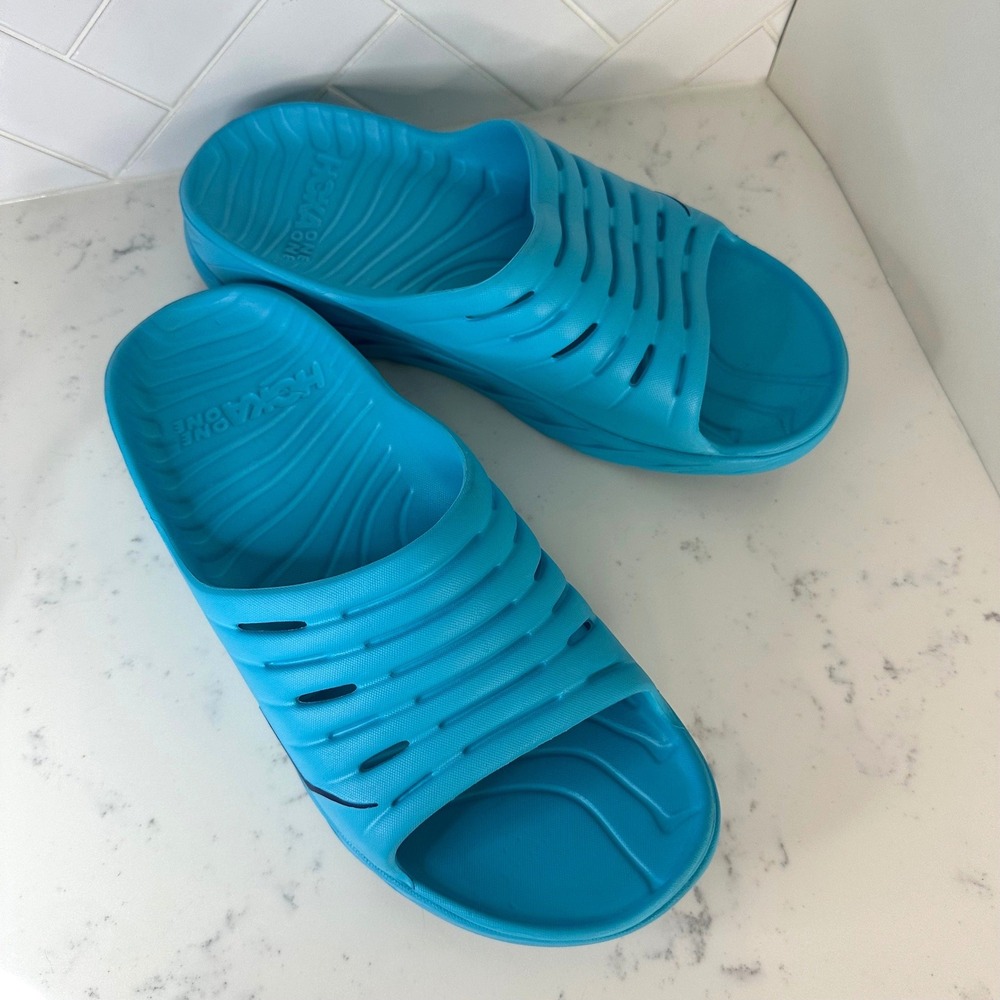 Hoka One One Ora Recovery Slide Scuba Blue Mens Size 10 Sandals - Picture 2 of 6